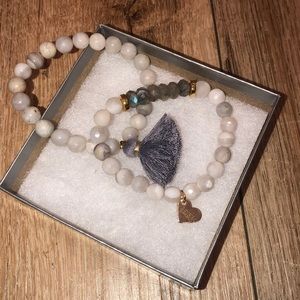 Love’s Affect grey beaded bracelets